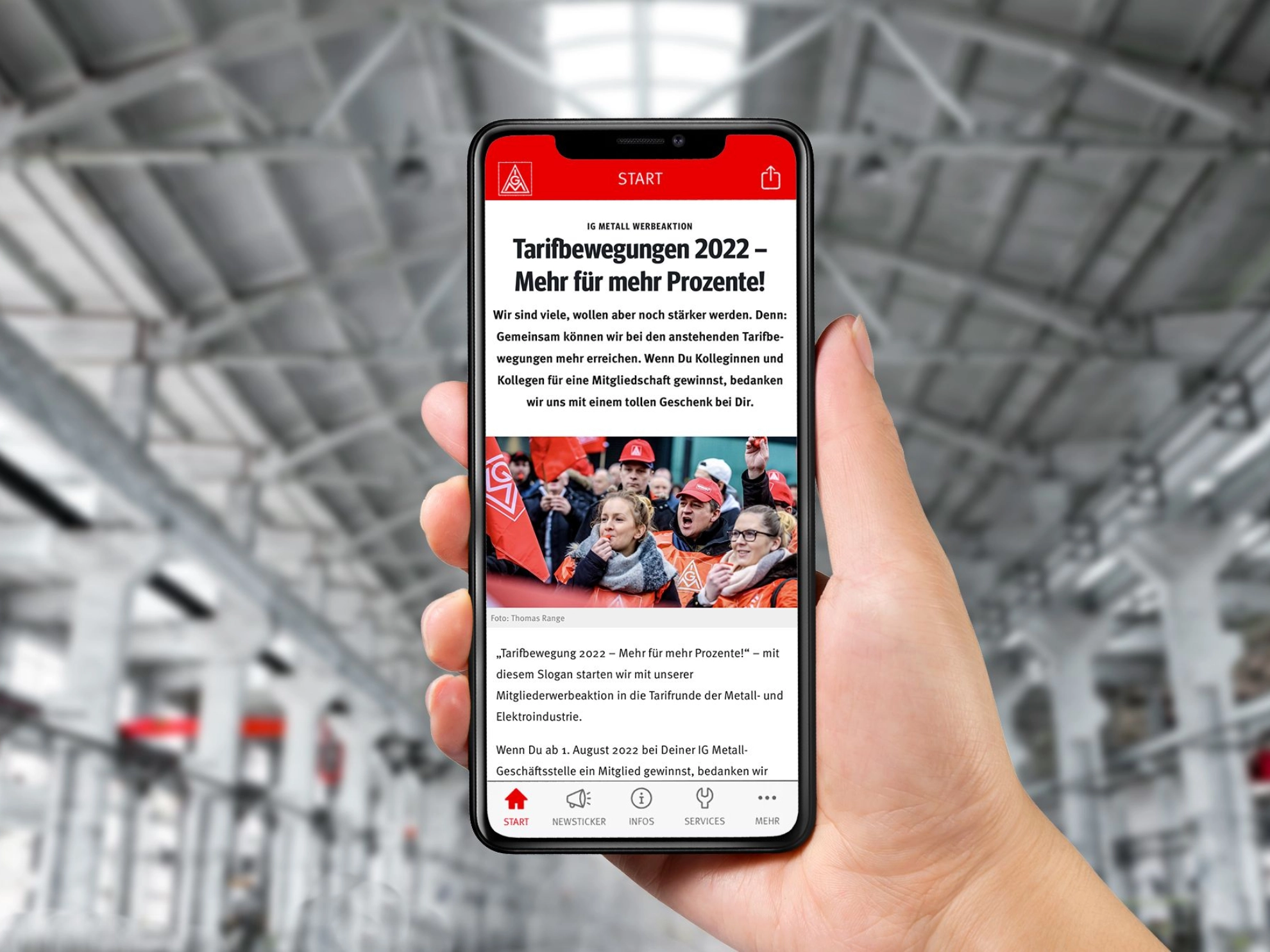 IG Metall App auf Handy
